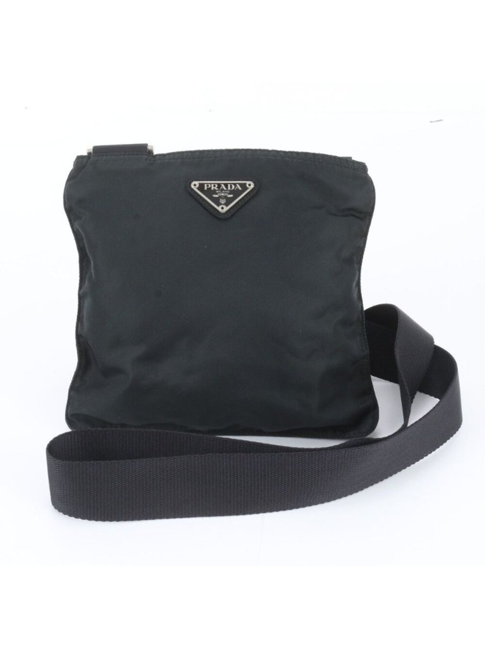 Prada Tessuto Nylon Triangle Logo Shoulder Bag Crossbody Black